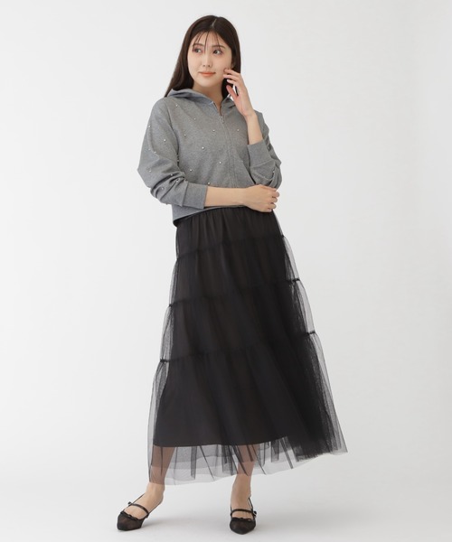 JILL by JILL STUART(ジルバイジルスチュアート)の「◇ビジュートッピングフーディー(Tシャツ/カットソー・レディース・ホワイト/チャコールグレー・FREE)」の8枚目の写真