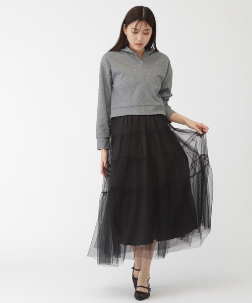 JILL by JILL STUART(ジルバイジルスチュアート)の「◇ビジュートッピングフーディー(Tシャツ/カットソー・レディース・ホワイト/チャコールグレー・FREE)」の9枚目の写真