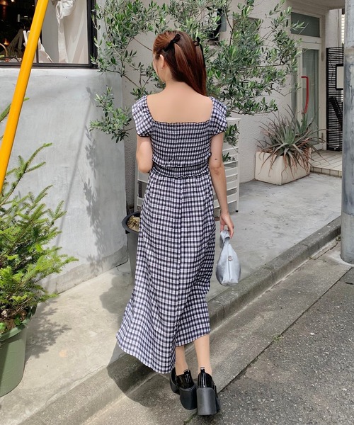 Teem Store(チームストア)の「ギンガムチェック フリル オフショルダーロングワンピース(ワンピース・レディース・ブラック・F)」の19枚目の写真