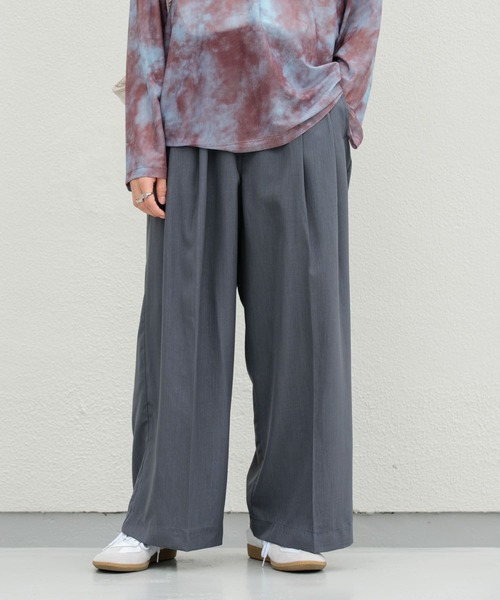 SENSE OF PLACE by URBAN RESEARCH（センスオブプレイスバイアーバンリサーチ）の「ボリュームダブルタックワイドパンツ（その他パンツ・メンズ・グリーン/ブラック/チャコールグレー・MEDIUM/LARGE）」の4枚目の写真