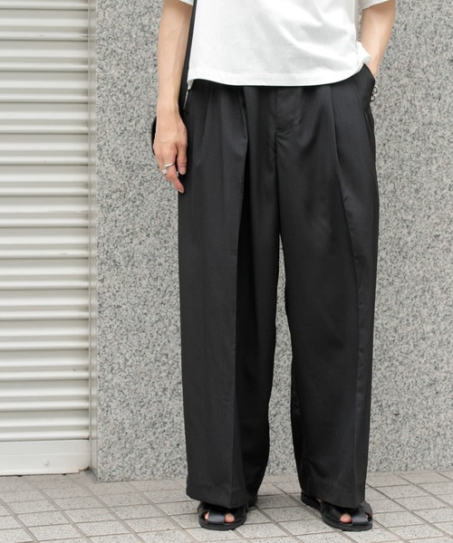 SENSE OF PLACE by URBAN RESEARCH（センスオブプレイスバイアーバンリサーチ）の「ボリュームダブルタックワイドパンツ（その他パンツ・メンズ・グリーン/ブラック/チャコールグレー・MEDIUM/LARGE）」の14枚目の写真