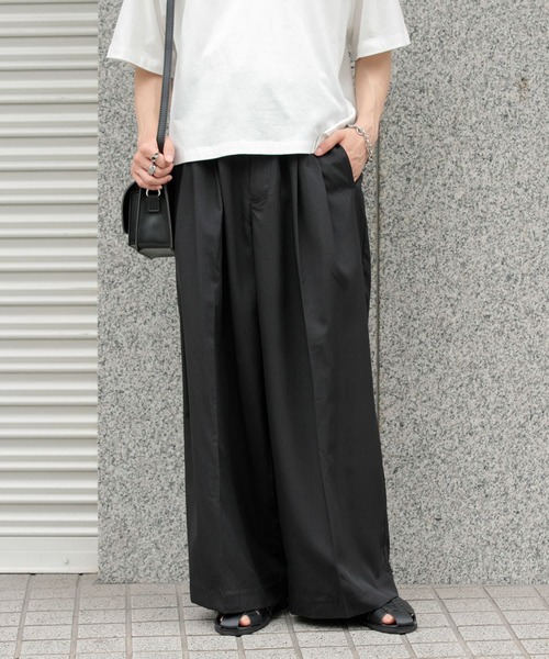 SENSE OF PLACE by URBAN RESEARCH（センスオブプレイスバイアーバンリサーチ）の「ボリュームダブルタックワイドパンツ（その他パンツ・メンズ・グリーン/ブラック/チャコールグレー・MEDIUM/LARGE）」の15枚目の写真