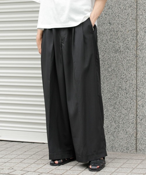 SENSE OF PLACE by URBAN RESEARCH（センスオブプレイスバイアーバンリサーチ）の「ボリュームダブルタックワイドパンツ（その他パンツ・メンズ・グリーン/ブラック/チャコールグレー・MEDIUM/LARGE）」の17枚目の写真