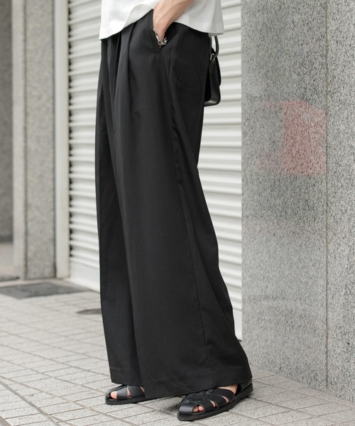 SENSE OF PLACE by URBAN RESEARCH（センスオブプレイスバイアーバンリサーチ）の「ボリュームダブルタックワイドパンツ（その他パンツ・メンズ・グリーン/ブラック/チャコールグレー・MEDIUM/LARGE）」の18枚目の写真