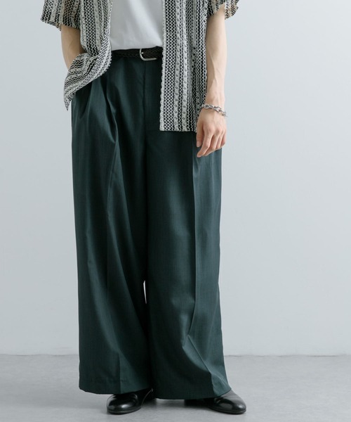 SENSE OF PLACE by URBAN RESEARCH（センスオブプレイスバイアーバンリサーチ）の「ボリュームダブルタックワイドパンツ（その他パンツ・メンズ・グリーン/ブラック/チャコールグレー・MEDIUM/LARGE）」の21枚目の写真