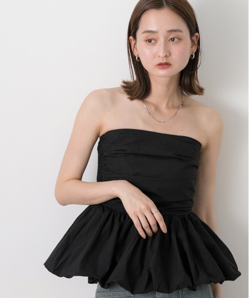 ad thie(アドティエ)の「ベアバルーン ペプラムビスチェ(チューブトップ・レディース・ライトカーキ/オフホワイト/ブラック・FREE)」の18枚目の写真