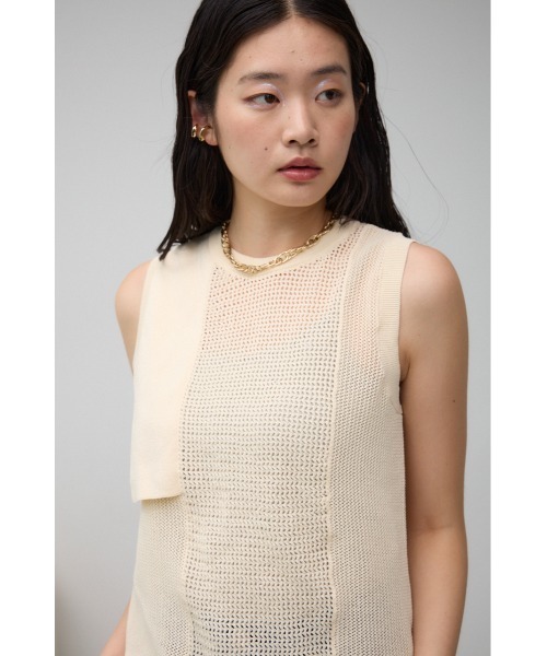 AZUL by moussy(アズールバイマウジー)の「メッシュコンビニニットタンク(タンクトップ・レディース・ライトブルー/ブラック/アイボリー・FREE)」の4枚目の写真