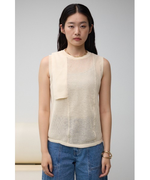 AZUL by moussy(アズールバイマウジー)の「メッシュコンビニニットタンク(タンクトップ・レディース・ライトブルー/ブラック/アイボリー・FREE)」の7枚目の写真