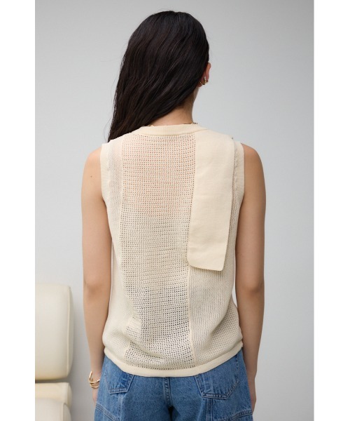 AZUL by moussy(アズールバイマウジー)の「メッシュコンビニニットタンク(タンクトップ・レディース・ライトブルー/ブラック/アイボリー・FREE)」の9枚目の写真
