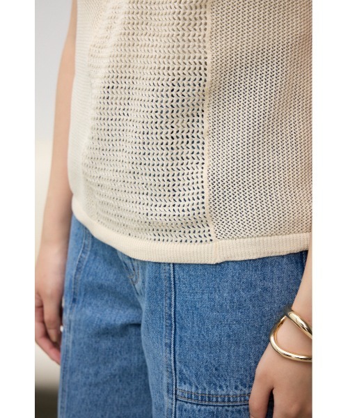 AZUL by moussy(アズールバイマウジー)の「メッシュコンビニニットタンク(タンクトップ・レディース・ライトブルー/ブラック/アイボリー・FREE)」の14枚目の写真