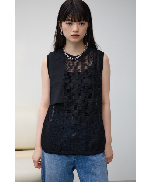 AZUL by moussy(アズールバイマウジー)の「メッシュコンビニニットタンク(タンクトップ・レディース・ライトブルー/ブラック/アイボリー・FREE)」の17枚目の写真