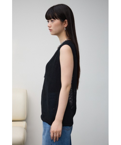 AZUL by moussy(アズールバイマウジー)の「メッシュコンビニニットタンク(タンクトップ・レディース・ライトブルー/ブラック/アイボリー・FREE)」の20枚目の写真