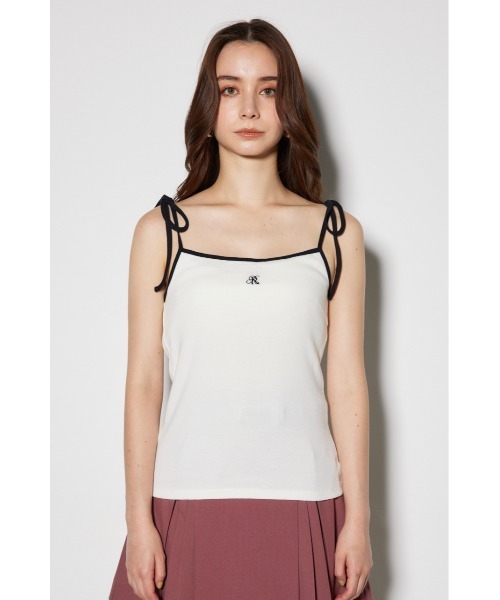 rienda(リエンダ)の「【WEB限定】カップ付きリボンキャミトップス(キャミソール・レディース・ホワイト/ブラック/マルチ・FREE)」の9枚目の写真
