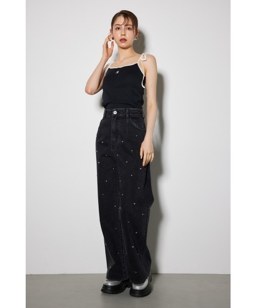 rienda(リエンダ)の「【WEB限定】カップ付きリボンキャミトップス(キャミソール・レディース・ホワイト/ブラック/マルチ・FREE)」の7枚目の写真