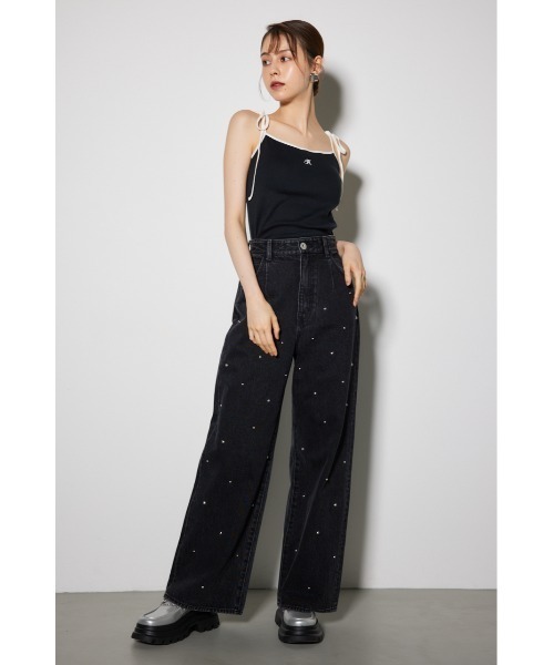 rienda(リエンダ)の「【WEB限定】カップ付きリボンキャミトップス(キャミソール・レディース・ホワイト/ブラック/マルチ・FREE)」の6枚目の写真