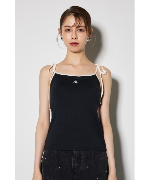 rienda(リエンダ)の「【WEB限定】カップ付きリボンキャミトップス(キャミソール・レディース・ホワイト/ブラック/マルチ・FREE)」の5枚目の写真