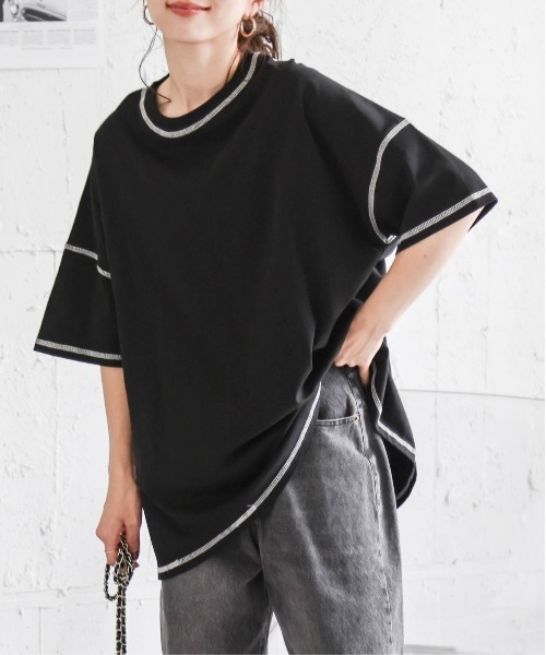 SUGAR BISKET(シュガービスケット)の「バックスリットオーバーサイズTシャツ(Tシャツ/カットソー・レディース・グレー/ブラック/ベージュ/ホワイト・フリー)」の22枚目の写真