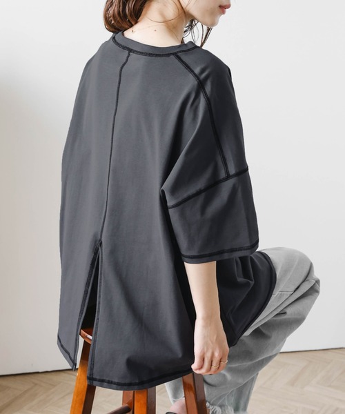 【美品】 CITYSHOP バックスリットオーバーシャツ カットソー セール】バックスリットオーバーサイズTシャツ（Tシャツ