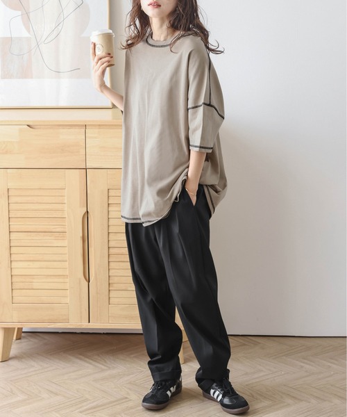 SUGAR BISKET(シュガービスケット)の「バックスリットオーバーサイズTシャツ(Tシャツ/カットソー・レディース・グレー/ブラック/ベージュ/ホワイト・フリー)」の16枚目の写真
