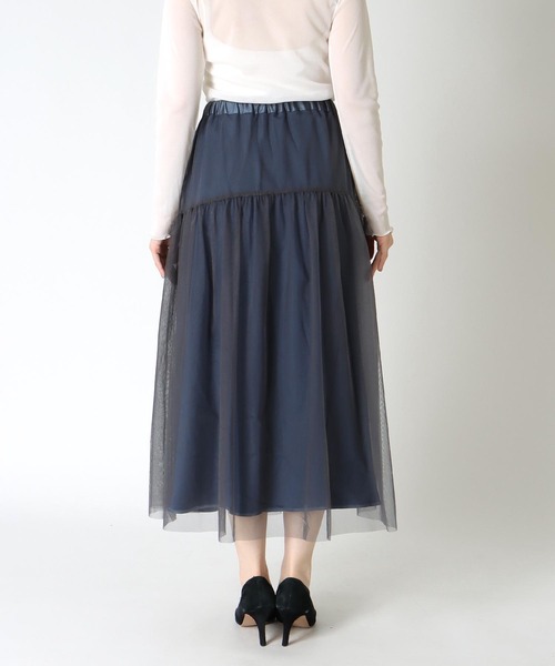 Jines(ジネス)の「ハンマーサテン×チュールリバーシブルスカート(スカート・レディース・ベージュ/ブルー・38)」の15枚目の写真