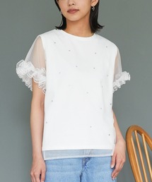 ビジューチュールレイヤードTシャツ