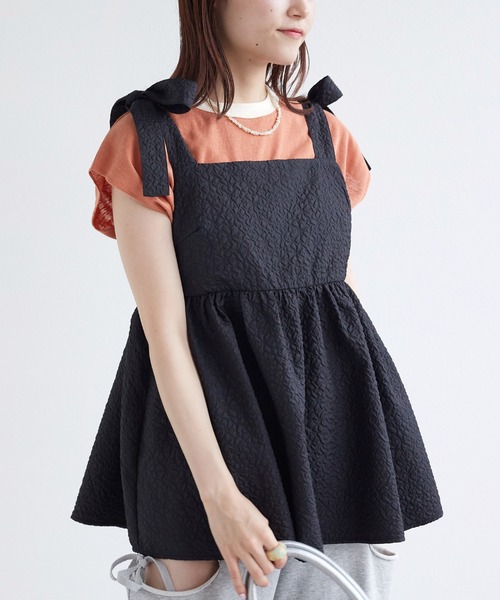 w closet(ダブルクローゼット)の「リボンジャガードチュニック(その他トップス・レディース・ブラック/ブラウン/オフホワイト・FREE)」の2枚目の写真