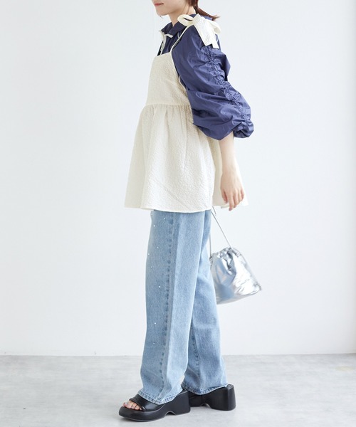 w closet(ダブルクローゼット)の「リボンジャガードチュニック(その他トップス・レディース・ブラック/ブラウン/オフホワイト・FREE)」の8枚目の写真