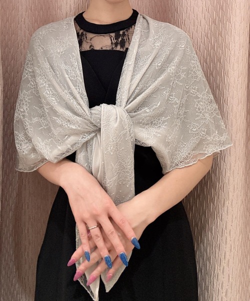 Cupid Heart(キューピッドハート)の「【Cupid Heart】結婚式用!シフォンレ-スショール(ストール/ショール・レディース・グレー/ベージュ/ブラック・MEDIUM)」の5枚目の写真