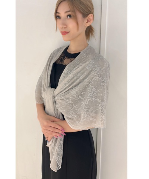 Cupid Heart(キューピッドハート)の「【Cupid Heart】結婚式用!シフォンレ-スショール(ストール/ショール・レディース・グレー/ベージュ/ブラック・MEDIUM)」の4枚目の写真