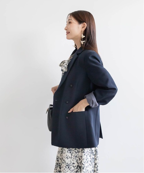 RANDA(ランダ)の「スリットスリーブダブルブレストジャケット(テーラードジャケット・レディース・グレー/ブラウン/ネイビー・0/1)」の11枚目の写真