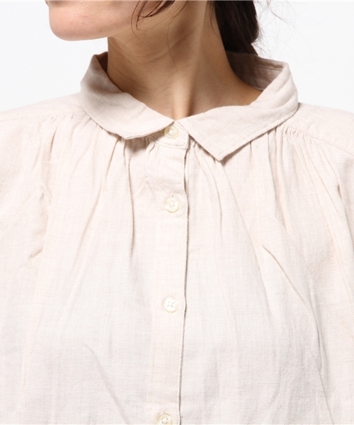 LBC(エルビーシー)の「トップ綾織り起毛シャツワンピース (シャツワンピース・レディース・ダークグレー/ベージュ/ライトグレー/グリーン・MEDIUM)」の7枚目の写真