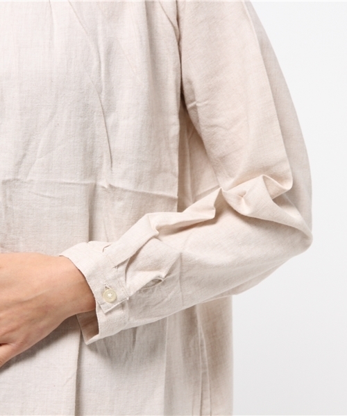 LBC(エルビーシー)の「トップ綾織り起毛シャツワンピース (シャツワンピース・レディース・ダークグレー/ベージュ/ライトグレー/グリーン・MEDIUM)」の8枚目の写真