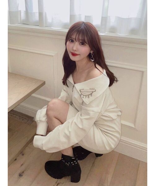 EATME（イートミー）の「FRONTジップスウェットワンピース（ワンピース・レディース・アイボリー/ブラック/グレー・FREE）」の6枚目の写真