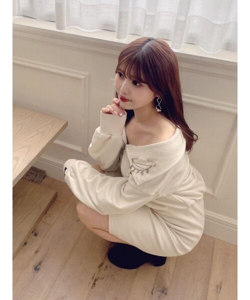 EATME（イートミー）の「FRONTジップスウェットワンピース（ワンピース・レディース・アイボリー/ブラック/グレー・FREE）」の8枚目の写真