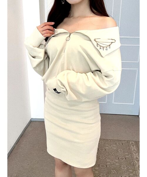 EATME（イートミー）の「FRONTジップスウェットワンピース（ワンピース・レディース・アイボリー/ブラック/グレー・FREE）」の9枚目の写真