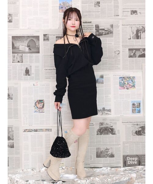 EATME（イートミー）の「FRONTジップスウェットワンピース（ワンピース・レディース・アイボリー/ブラック/グレー・FREE）」の11枚目の写真