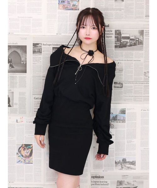 EATME（イートミー）の「FRONTジップスウェットワンピース（ワンピース・レディース・アイボリー/ブラック/グレー・FREE）」の12枚目の写真