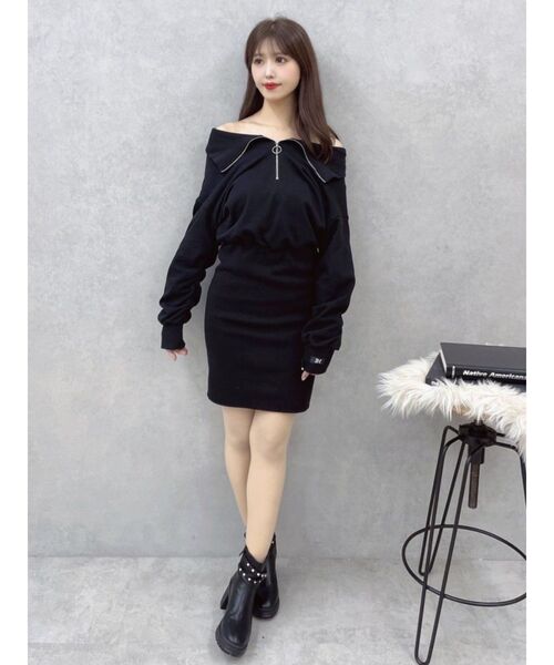 EATME（イートミー）の「FRONTジップスウェットワンピース（ワンピース・レディース・アイボリー/ブラック/グレー・FREE）」の15枚目の写真