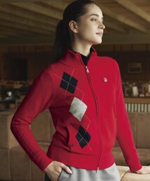 adabat | フルジップ アーガイルデザイン 長袖ニットアウター(ニット/セーター)