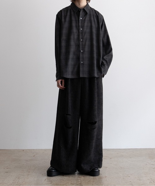 CASPER JOHN（キャスパージョン）の「Various loose shirts -shadow check-/バリアスルーズシャツ -シャドーチェック-（シャツ/ブラウス・メンズ・ブルー/ブラック・LARGE/MEDIUM/SMALL/X-SMALL）」の6枚目の写真