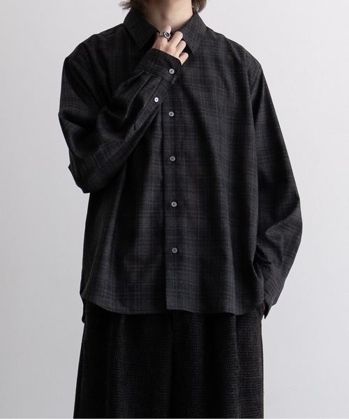 CASPER JOHN（キャスパージョン）の「Various loose shirts -shadow check-/バリアスルーズシャツ -シャドーチェック-（シャツ/ブラウス・メンズ・ブルー/ブラック・LARGE/MEDIUM/SMALL/X-SMALL）」の4枚目の写真