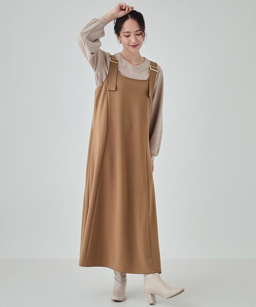 DRESKIP（ドレスキップ）の「◆【洗える/イージーケア/静電気防止】女性らしさ高まる フレアジャンドレ（ワンピース・レディース・キャメル/チャコールグレー/ブラック・04/03/02）」の3枚目の写真