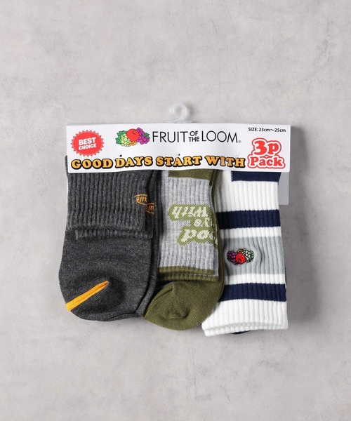 Right-on(ライトオン)の「【FRUIT OF THE LOOM】ラインソックス 3足セット(ソックス/靴下・キッズ・グレー×ホワイト・21cm~23cm/23cm~25cm)」の8枚目の写真