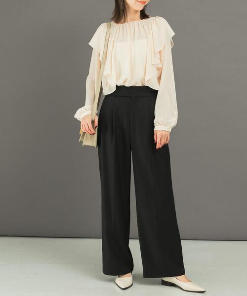 URBAN RESEARCH ROSSO WOMEN（アーバンリサーチ　ロッソ）の「ハイウエストツイードワイドパンツ（その他パンツ・レディース・ベージュ/ミント/ブラック・36/38）」の2枚目の写真