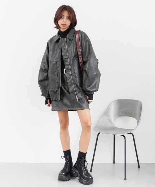 古着 Vintage レザー スカート レザースカート - 古着屋グレープフルーツ ムーン