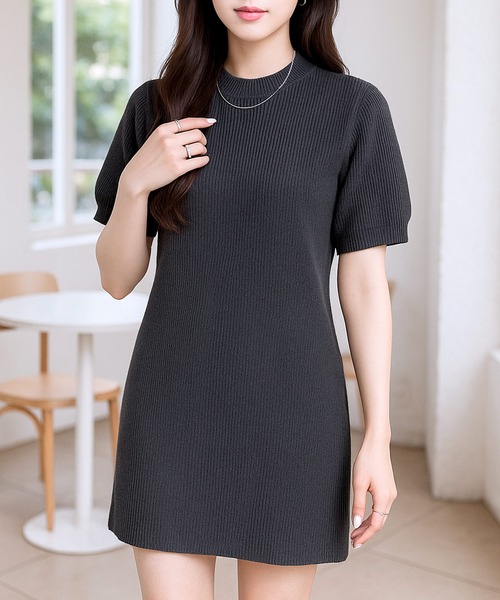 ハイネック半袖ニットミニワンピース（ワンピース）｜JULIA BOUTIQUE
