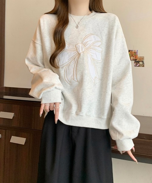 SpRay（スプレイ）の「リボンサテン刺繍スウェット（スウェット）」 - WEAR