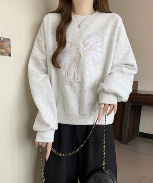 SpRay（スプレイ）の「リボンサテン刺繍スウェット（スウェット）」 - WEAR