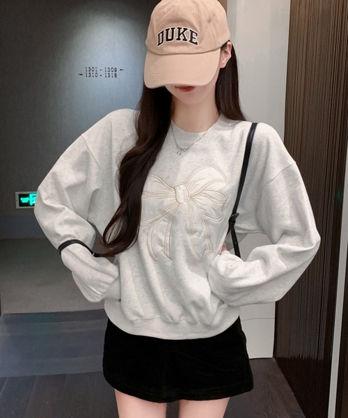 SpRay（スプレイ）の「リボンサテン刺繍スウェット（スウェット）」 - WEAR
