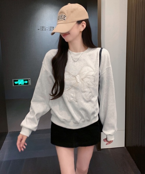 SpRay(スプレイ)の「リボンサテン刺繍スウェット(スウェット・レディース・ブラック/オートミール・FREE)」の20枚目の写真